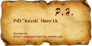 Pákozdi Henrik névjegykártya